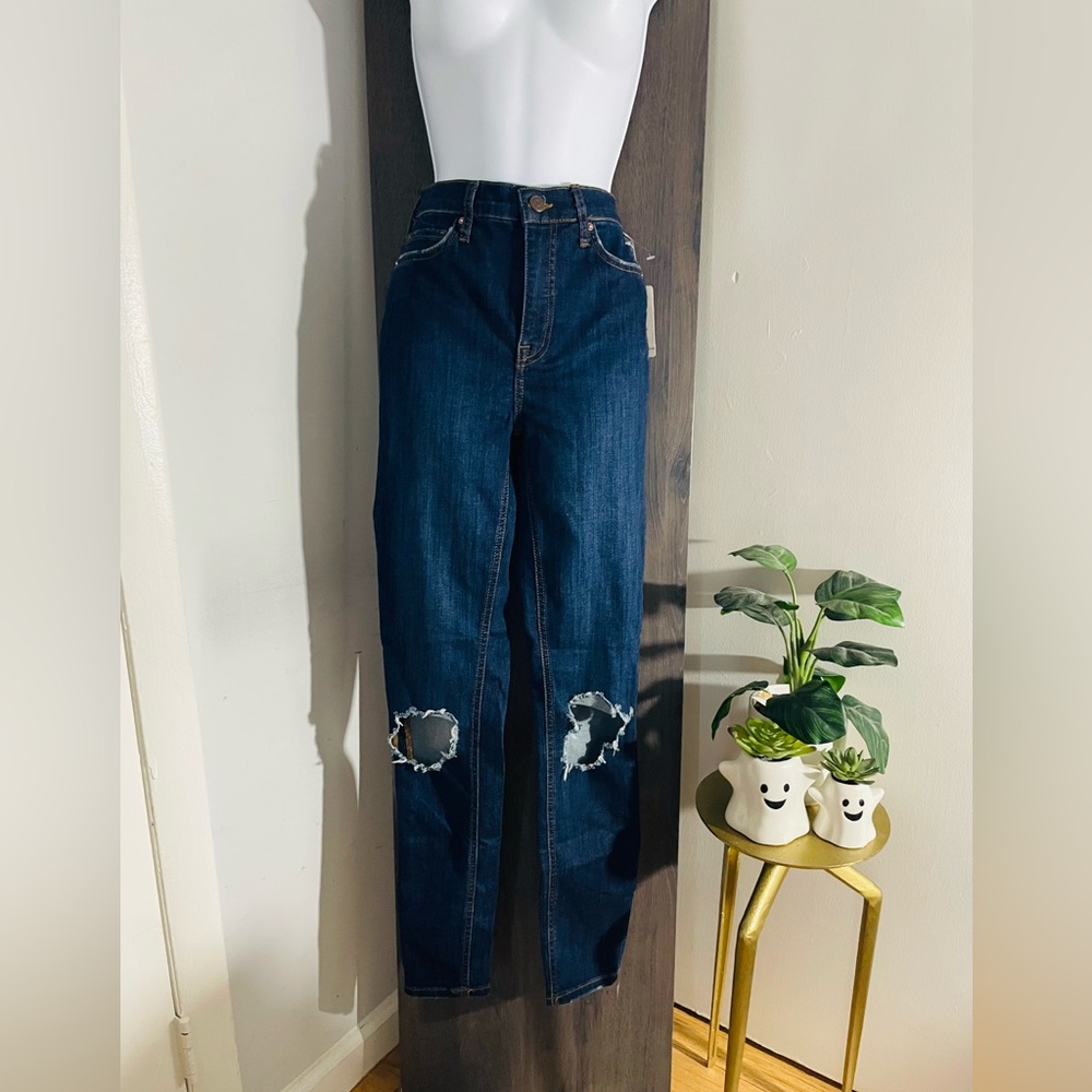 Free People Busted Knee Skinny Jeans size 28 Dark Blue